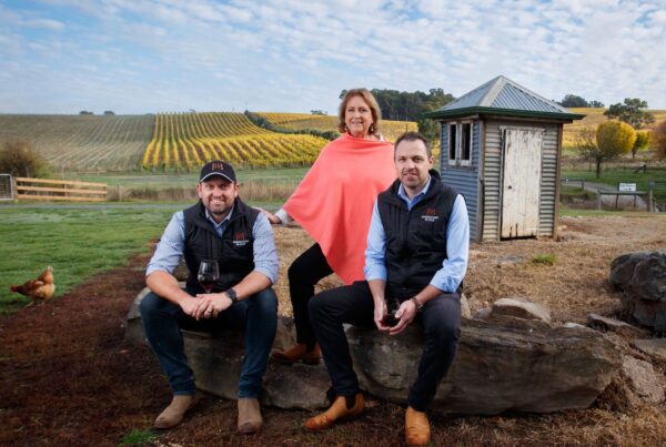 Barristers Block founder Jan Allen with sons Lachlan and James.